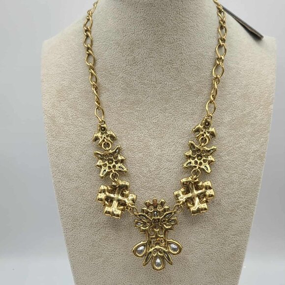 J Crew Gold Tone Crystal Statement Necklace NWT!  NEW!  Stunning - Picture 3 of 10